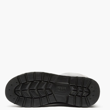 SKU: MCHSDP00 — Chore Flex Men's 15" Steel Toe Work Boot Image Description: Black sole of the boot shown against a grey background.