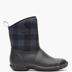 BLACK/GRAY PLAID FAUX FUR