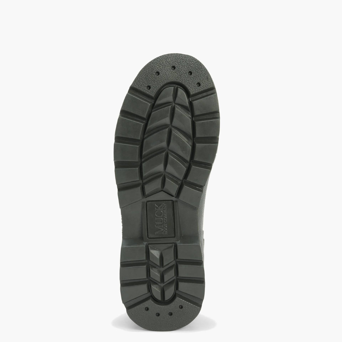 green sole of a shoe with brand logo on a white background