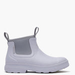 Light gray rubber boot with elastic sides on a white background
