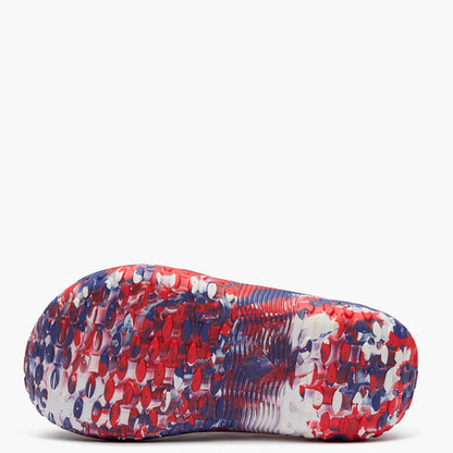 Colorful patterned sandal sole on a white background