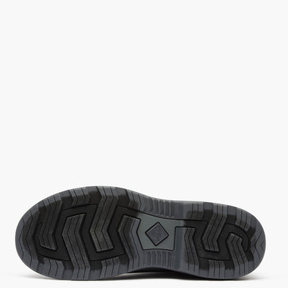Black athletic shoe sole on a white background