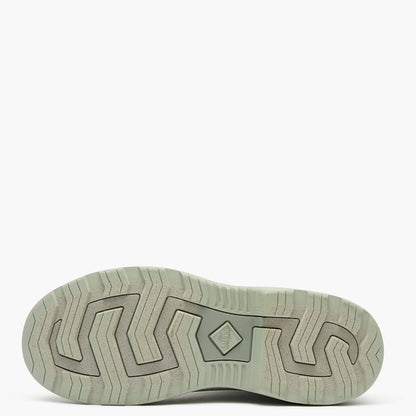 Close-up of a shoe sole with tread pattern on a white background