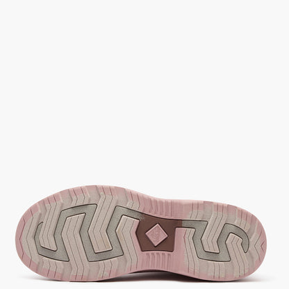 Close-up of a shoe sole with tread pattern on a white background